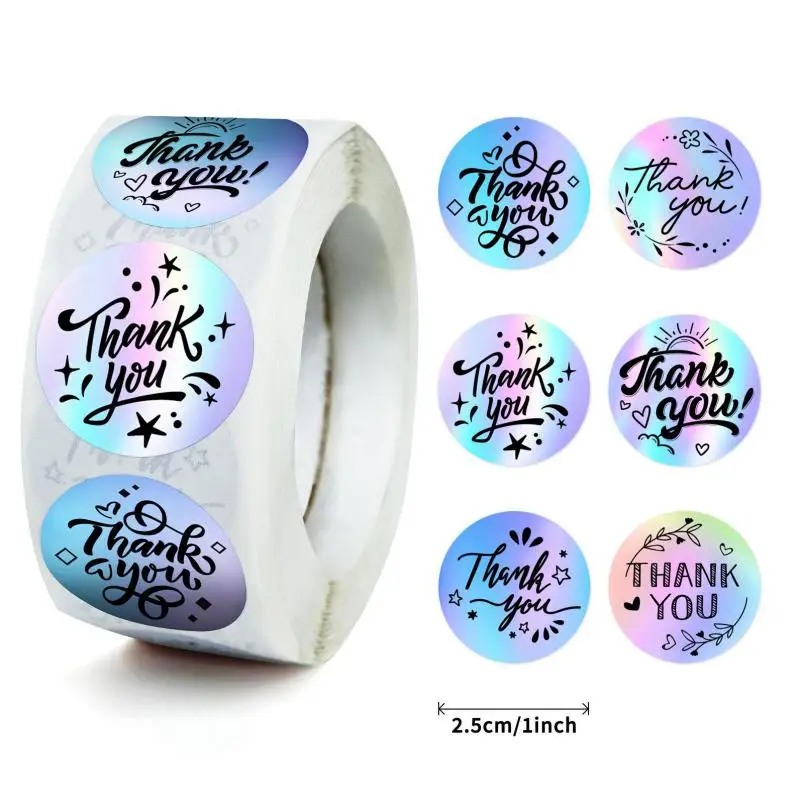 

500 шт. голографические серебряные наклейки Thank You, декоративные наклейки для маленького бизнеса, для коробок, Уплотнители для конвертов, подарочная упаковка, подарочные пакеты