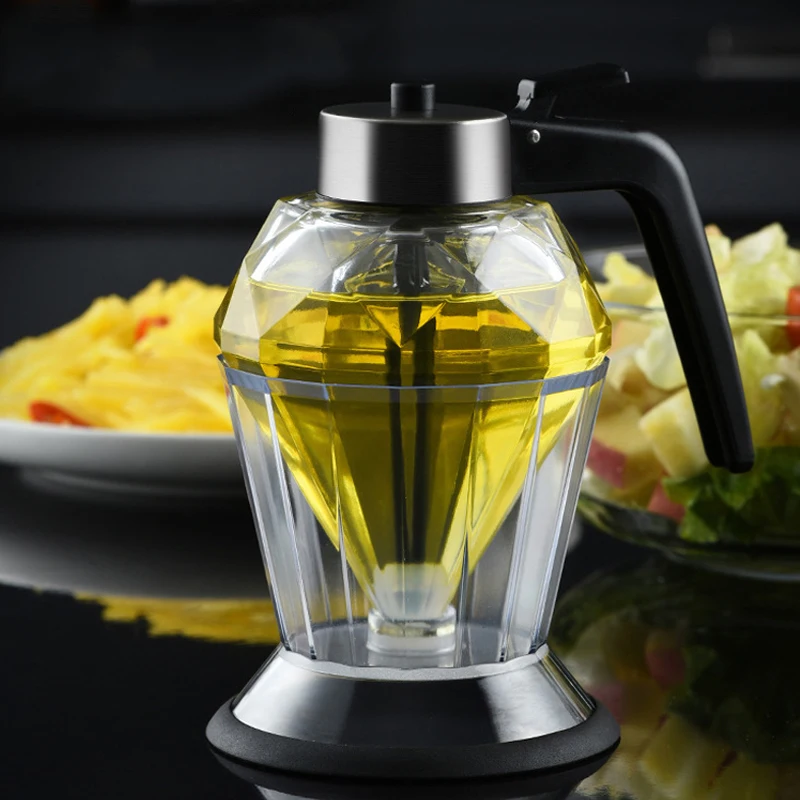 Nordic Household Glass Diamond Oil Pot Sealed Leak-proof Base Soy Sauce Vinegar Bottle Honey Storage Tank Kitchen Supplies 200ml Oil Pot