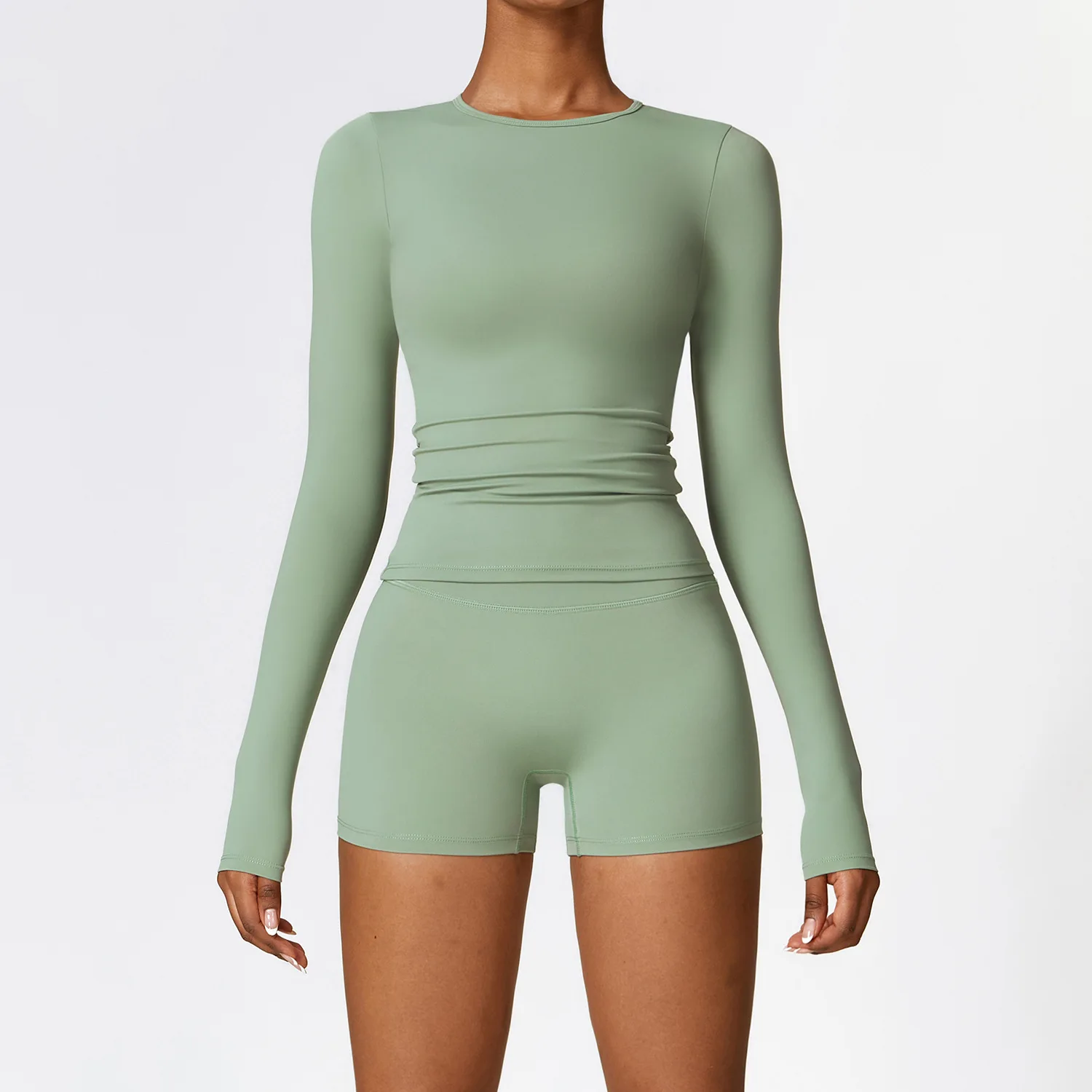 Women's 2-Piece Yoga Set: Long Sleeve Crop Top & High Waist Leggings Fitness Ensemble