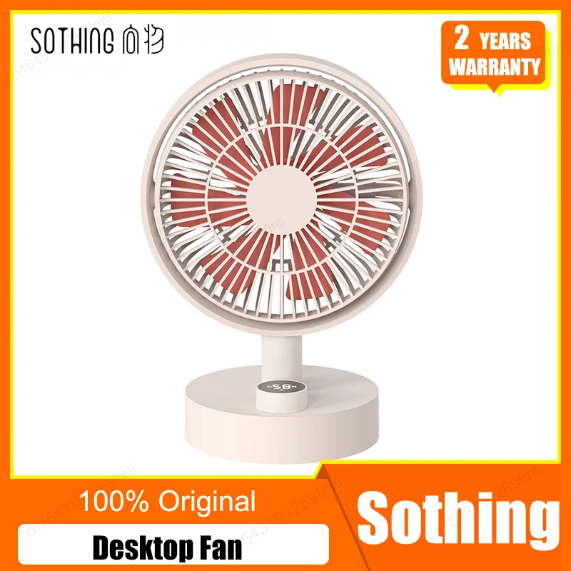

Sothing Desktop Fan Digitale Display Hoofd Schudden Usb Fan Traploze Windsnelheid Laag Geluidsniveau Draagbare Pluim