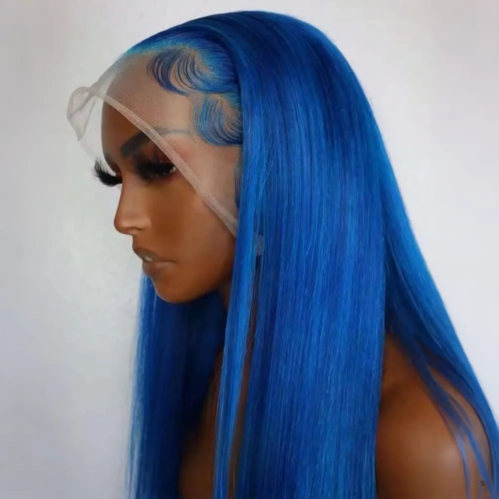 Blue Staight Lace Front Wigs for Women 13x4 Lace Front Wigs Human Hair with Baby Hair 250 Density Lace Front Wig Human Hair 4