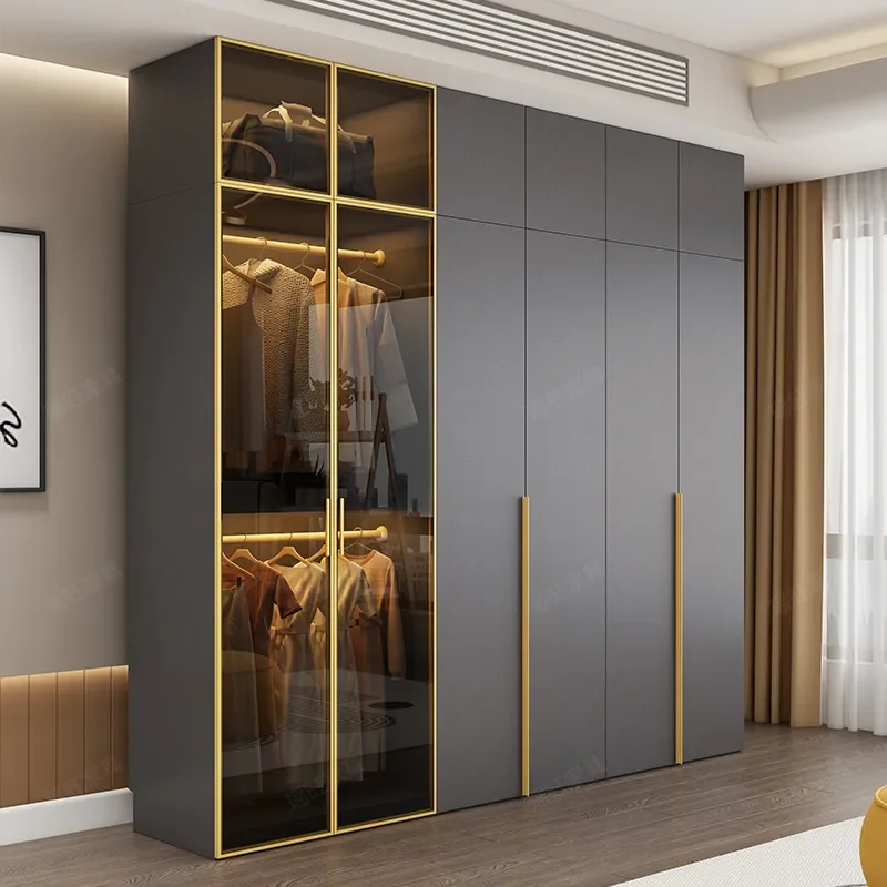 

Modern Simple Wardrobe Gold Handle Divider Oganizers Vintage Cabinet Simple Modern Bedroom Roupeiro De Quarto Home Furniture