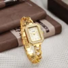 Ladies' high-value fashion bar scale square dial buckle shaped steel strip inlaid with diamonds outer shell quartz watch 1