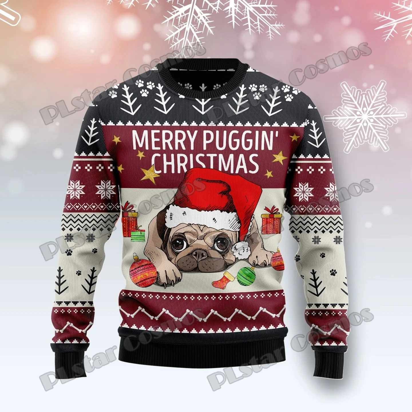 PLstar Cosmos Merry Slothmas 3D-gedruckter modischer hässlicher Weihnachtspullover für Herren, Winter, Unisex, lässiger Strickpullover, Pullover MYY42 – Detail 14