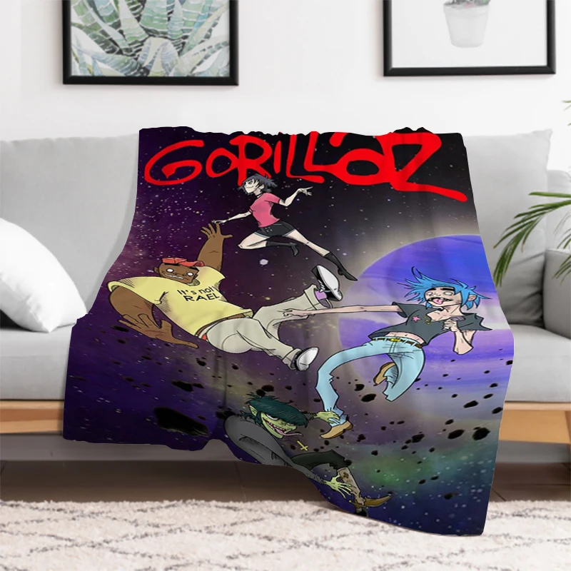 Gorillaz Virtual Band Hip Hop Blanket Bed Blankets and Throws Microfiber Bedding Furry Plaid on the Sofa Plush Bedspread Throw 2