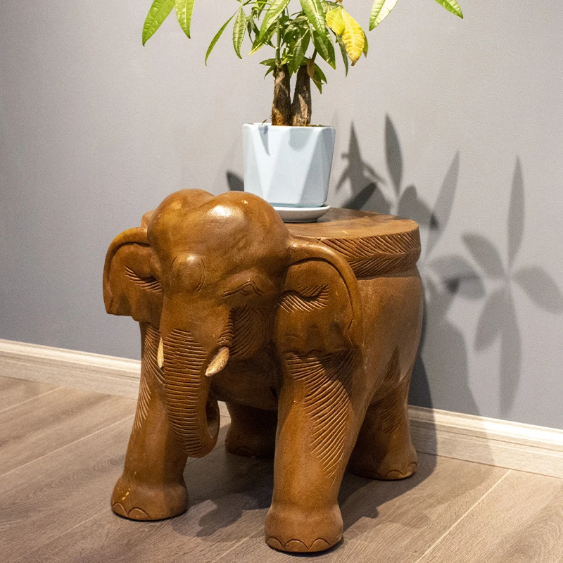 

Southeast Asia Style Elephant Stool Solid Wood Round Stools Household Ottoman Flower Rack Bench Muebles Multifuncionales