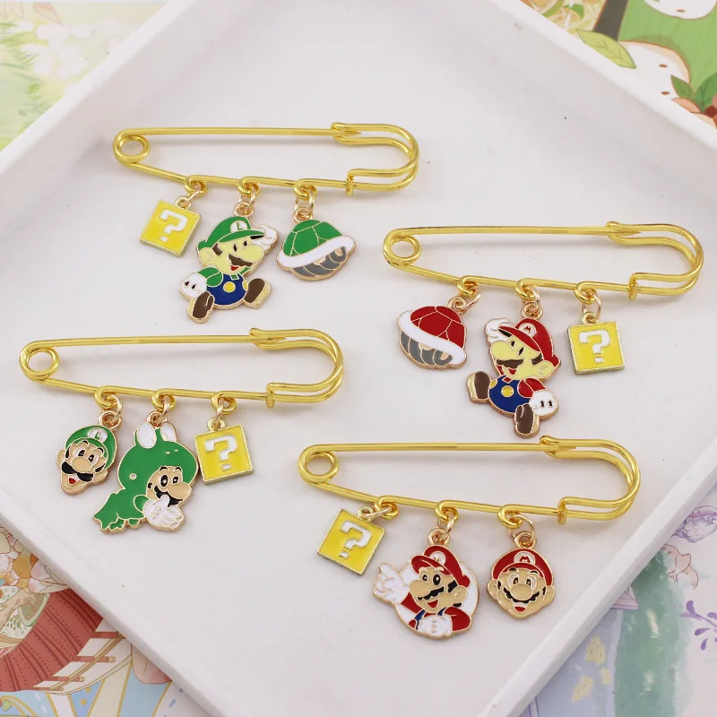 

Super Mario Brooch Japanese Game Cartoon Animation Peripherals Mario Bros Luigi Backpack Accessories Children's Toys Gifts