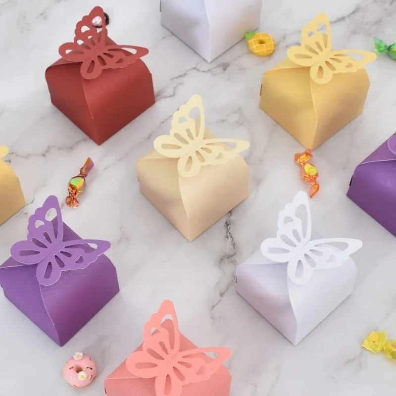 

50 Pcs Butterfly Candy Gift Box Decorations Wedding Party Decorations Christening Supplies Birthday Gift Roses Chocolate Boxes