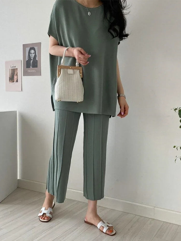 Two-Piece Set with Zip-Front Jacket and Elastic Waist Trousers - Green main image 1