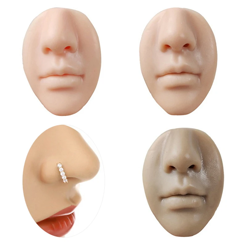 

1PC 3D Silicone Face Model Tattoo Puncture Practice Simulation Human Nose Mouth Body Part Display Nose Piercing Jewelry