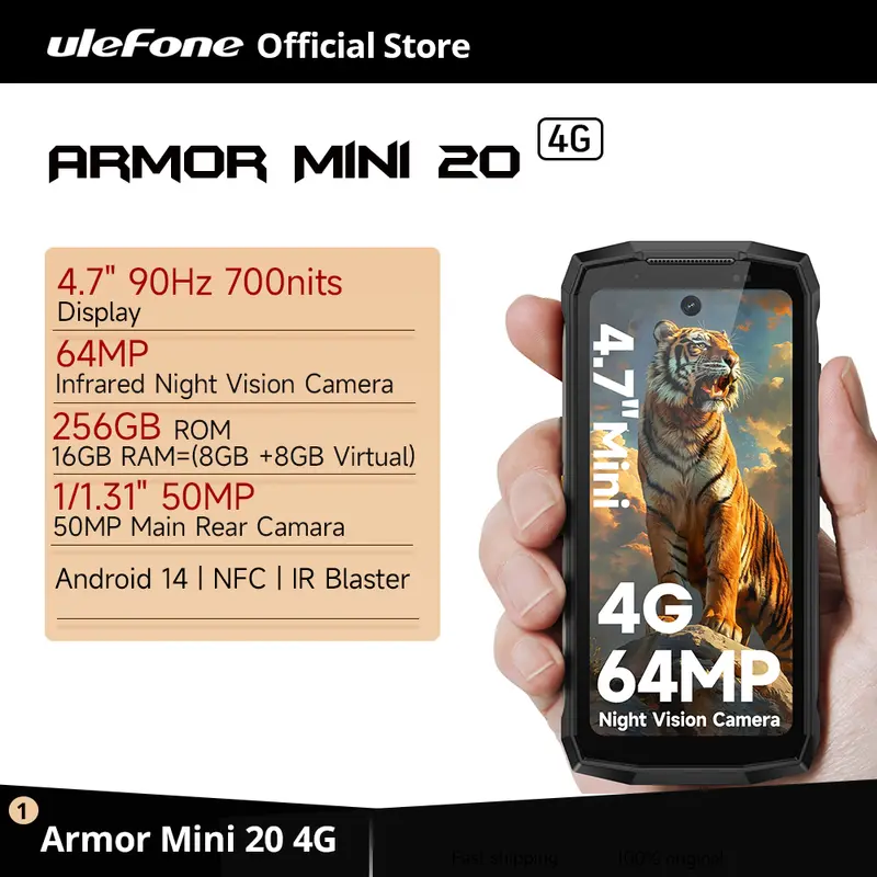 Ulefone Armor Mini 20 4G 4.7" Rugged Phone 64MP Night Camera Android 14 Smartphone 6200mAh Mobile phone NFC 16GB+256GB 33W G99 - Image 7