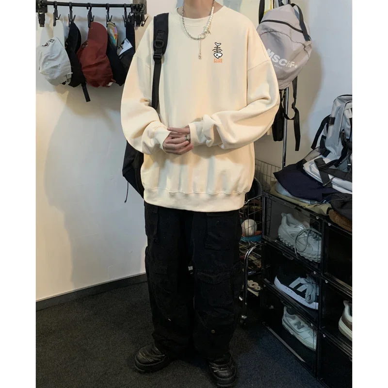 Men's Autumn and Winter New Multi-color Loose Large Size Sweatshirt Printed Pattern Round Neck Long Sleeve Top Hundred Clothing