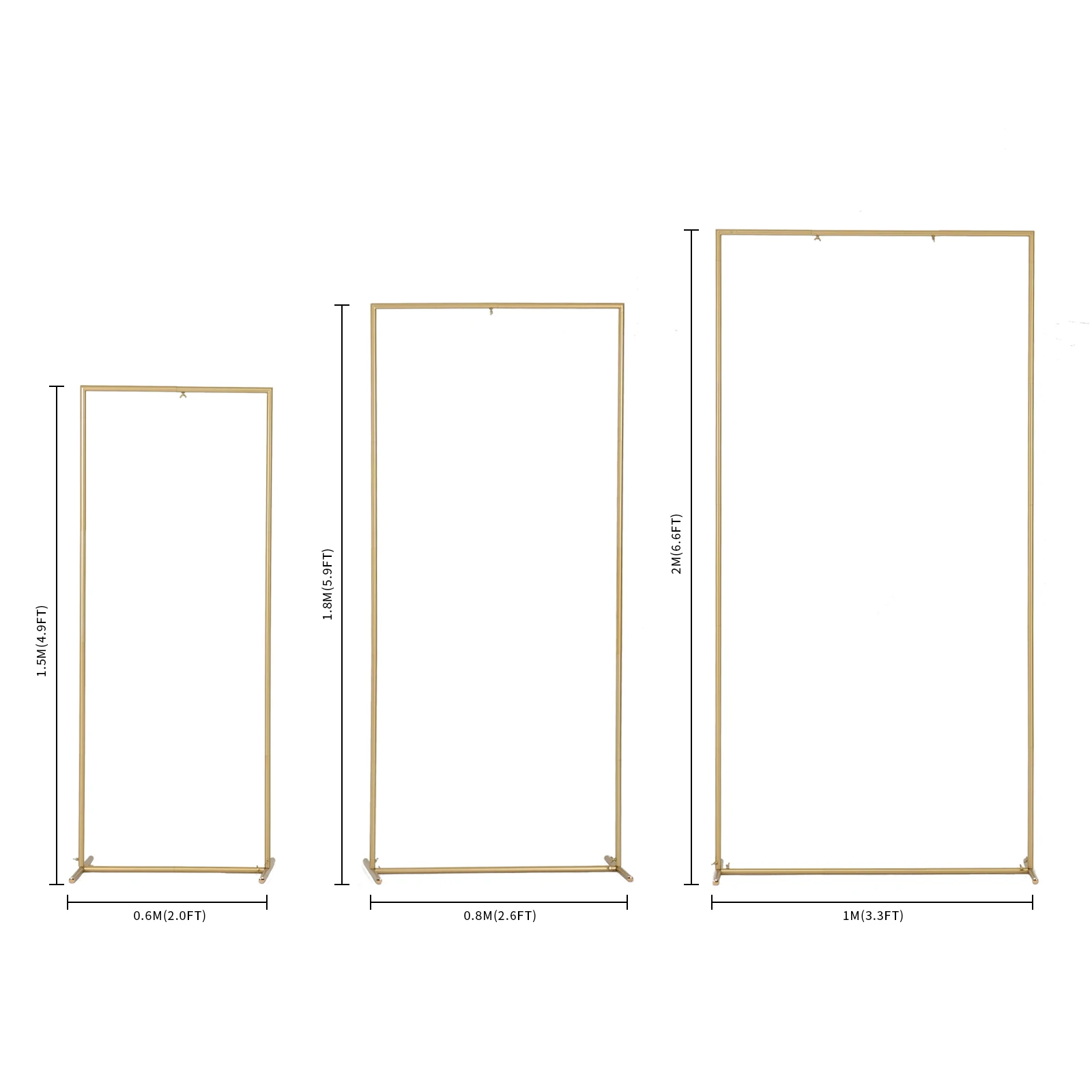 3 Sets Square Wedding Arch Backdrop Stand for Wedding Ceremony (6.6FT,5.9FT,4.9FT)