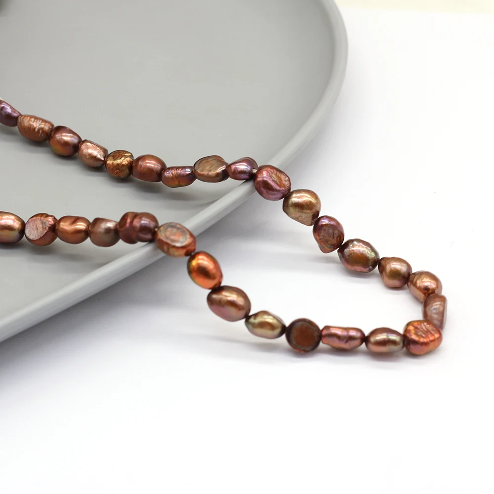 7-8mm 100% Natürliche Süßwasserperlen Kaffeebraune Unregelmäßige Form Lose Perlen für DIY Schmuckherstellung Damen Halskette Armband Zubehör – Detail 7