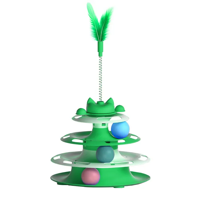 Cat Toys for Self-Entertainment: Interactive Turntable, Teaser Wand, Balls - Anti-Boredom for Kittens & Adult Cats, 3