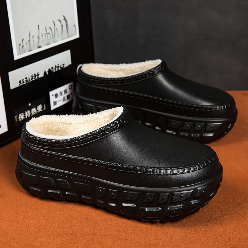 Winter Warm Cotton Slippers for Men and Women Non-Slip Waterproof Comfortable Indoor Outdoor House Shoes