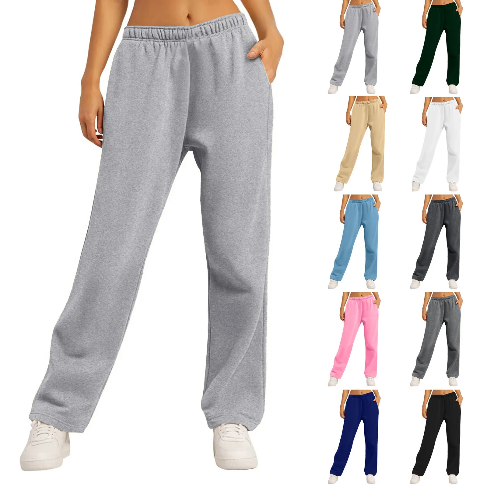 

Women’S Fleece Pants Lined Sweatpants Wide Straight Leg Pants Bottom Sweatpants Joggers High Waisted Yoga Pants Pantalones