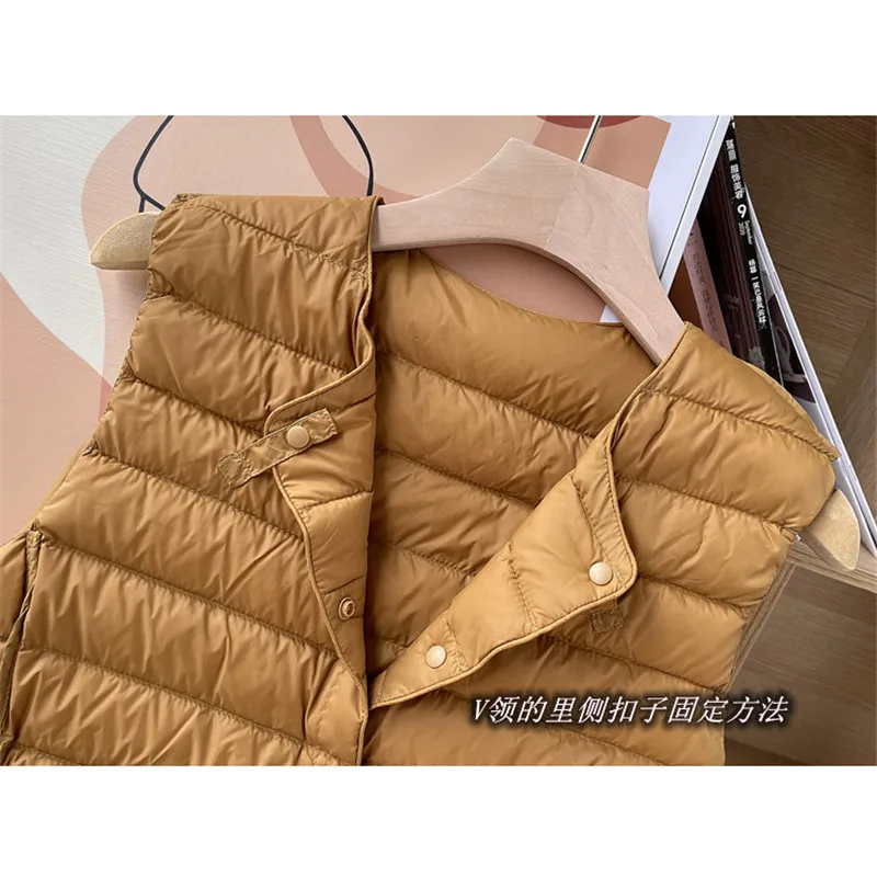 Two Wear Autumn Winter Women Ultra Light White Duck Down Vest Coat Ladies Sleeveless Waistcoat Warm Puffer Jacket Short Tank 4XL - 6