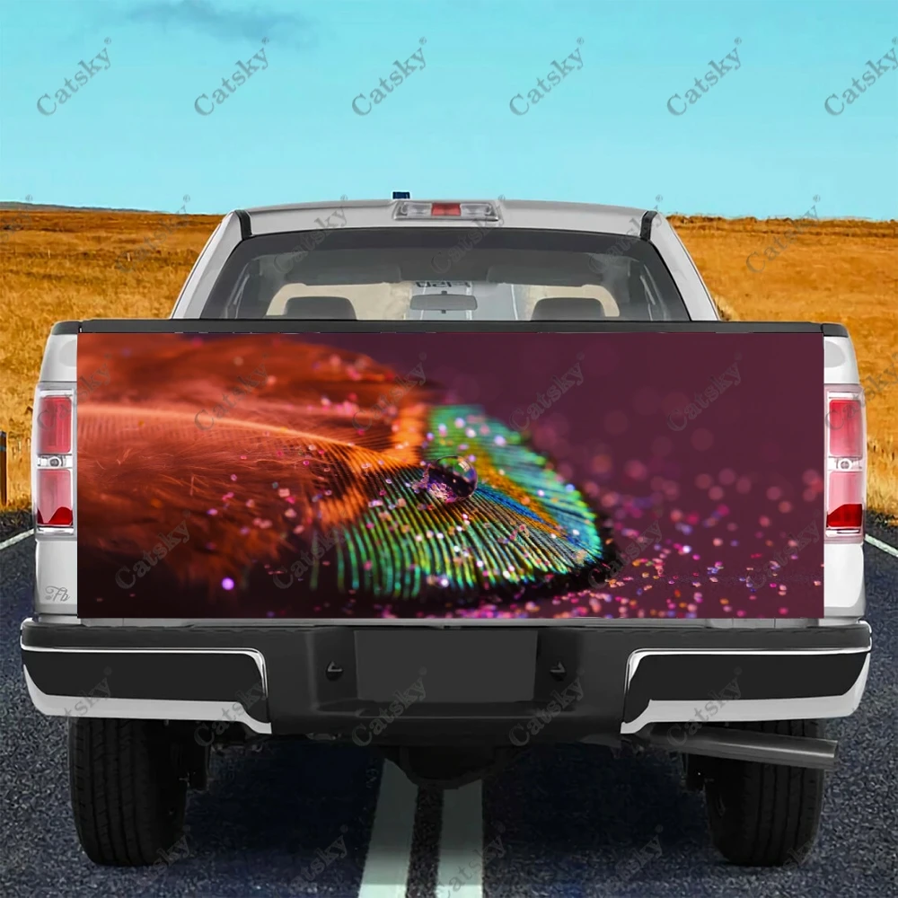 

Наклейка на заднюю дверь грузовика с принтом перьев, Виниловая наклейка с рисунком высокой четкости, подходит для пикапов и грузовиков, устойчивая к атмосферным воздействиям