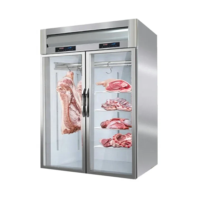 Commercial Vertical Meat Display Cabinet Hanging Design with Refrigeration Equipment Safe Fresh Meat Freezer Souring Display - Image 3