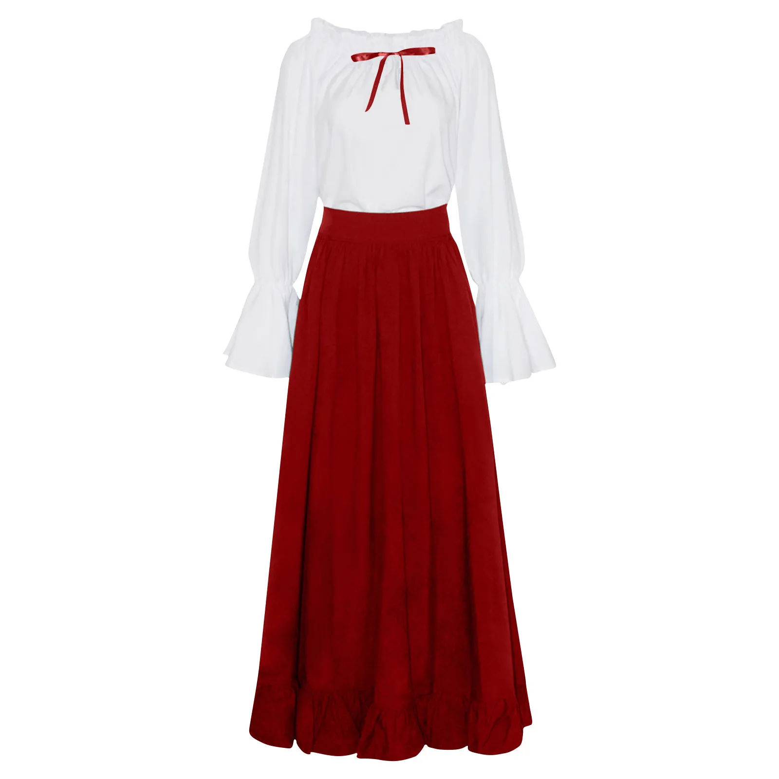 

New Spring Autumn Girl Flare Sleeve Retro Princess Long Dress Women Medieval Design For Womens High Quality Court Dress