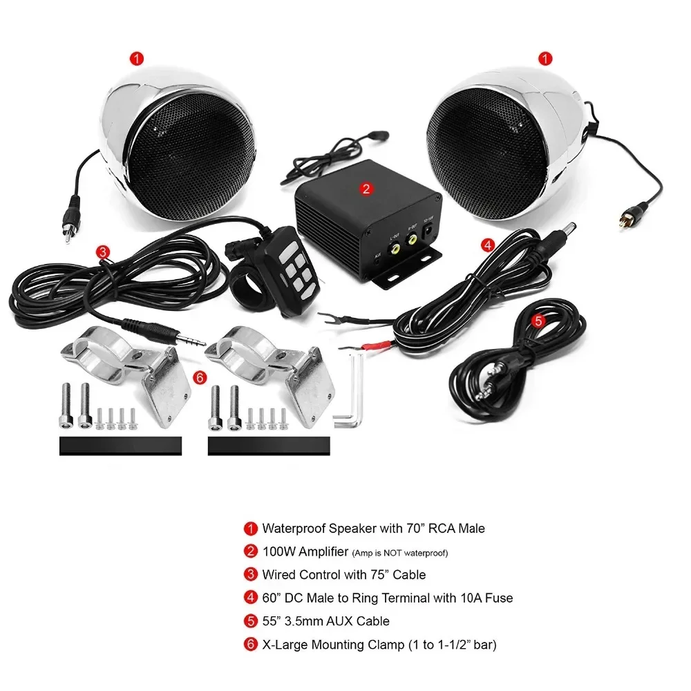 Motorcycle Speaker 150W 2CH with Multimedia