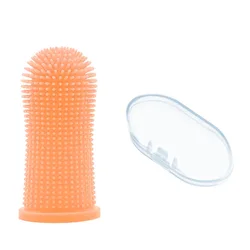 Pet Oral Care Super Soft Silicone Finger Toothbrush (Orange)