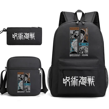 Anime Jujutsu Kaisen Shoulder Bag Backpack Pencil Case Set 3Pcs Lightweight Bookbag for Kids Teens 1