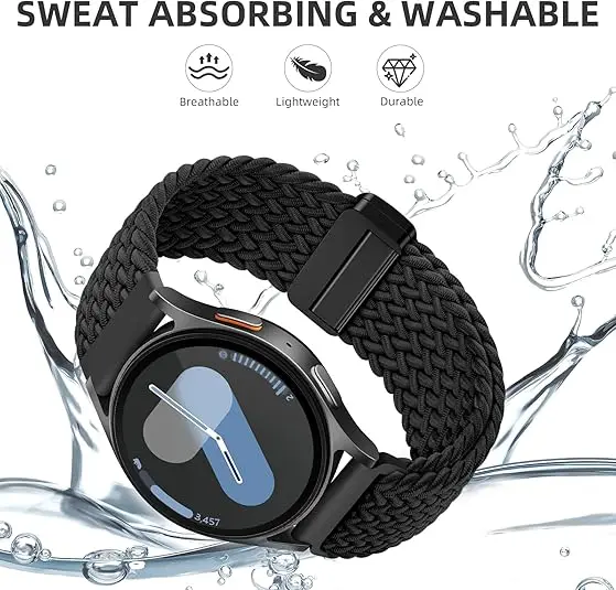 Sleek Silver Magnetic Buckle Nylon Braided Loop Watch Strap - 18mm/20mm/22mm Adjustment Options