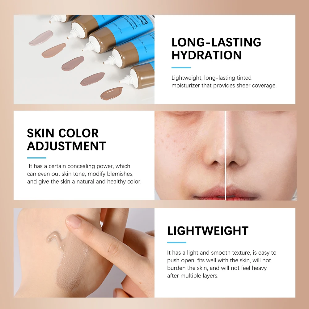28ml Hydrating Skin Tint Perfector - Aqua Release Tinted Moisturizer Lightweight Formula - Sheer to Light Coverage Face Makeup 2