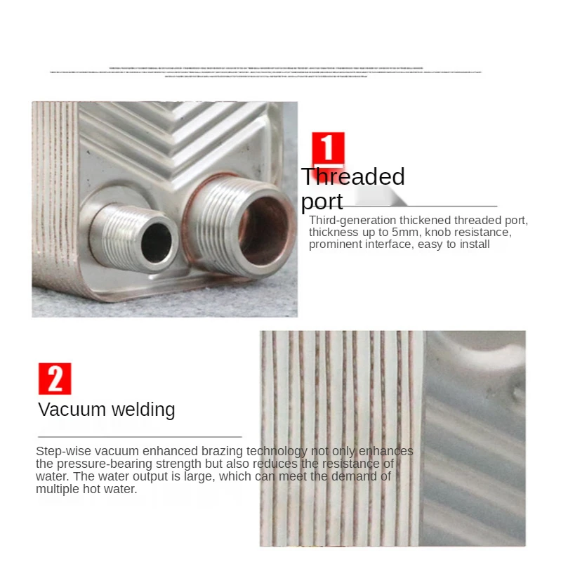 Description Picture 3 of itemNEW 80 Plates Stainless Steel Heat Exchanger Brazed Plate Type Water Heater Chiller Cooler Counter Flow Chiller.