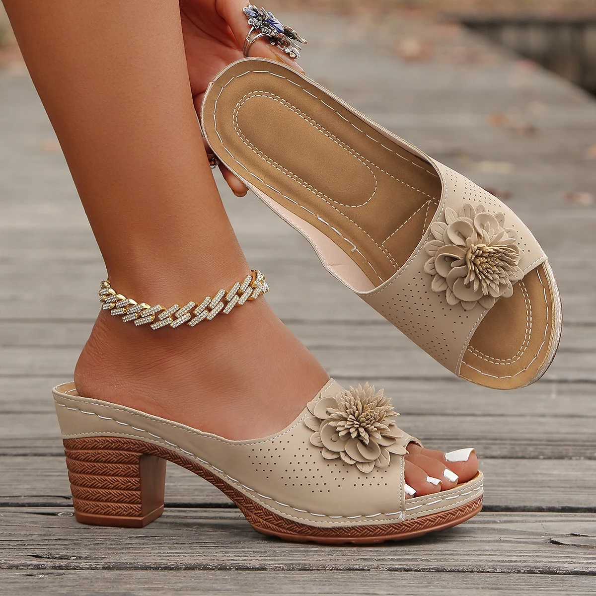 Women High Heels Slip on Sandals Summer Casual Comfortable Shoes Women Elegant Low Platform Sandals Sandalias De Mujer - 6