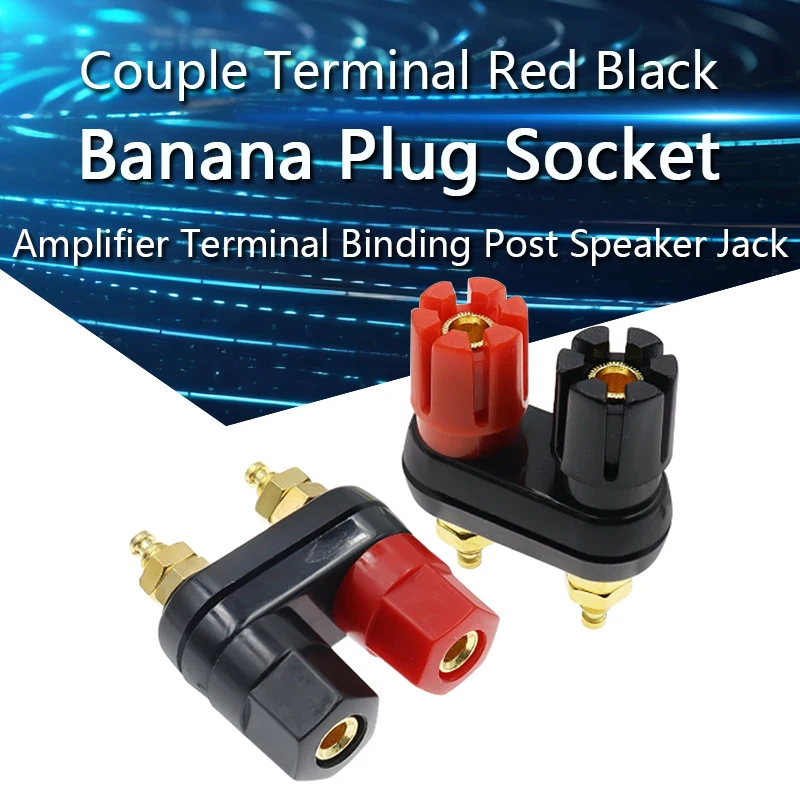 

1PCS Banana Plugs Couple Terminals Red Black Connector Amplifier Terminal Binding Post Banana Speaker Plug Jack Socket