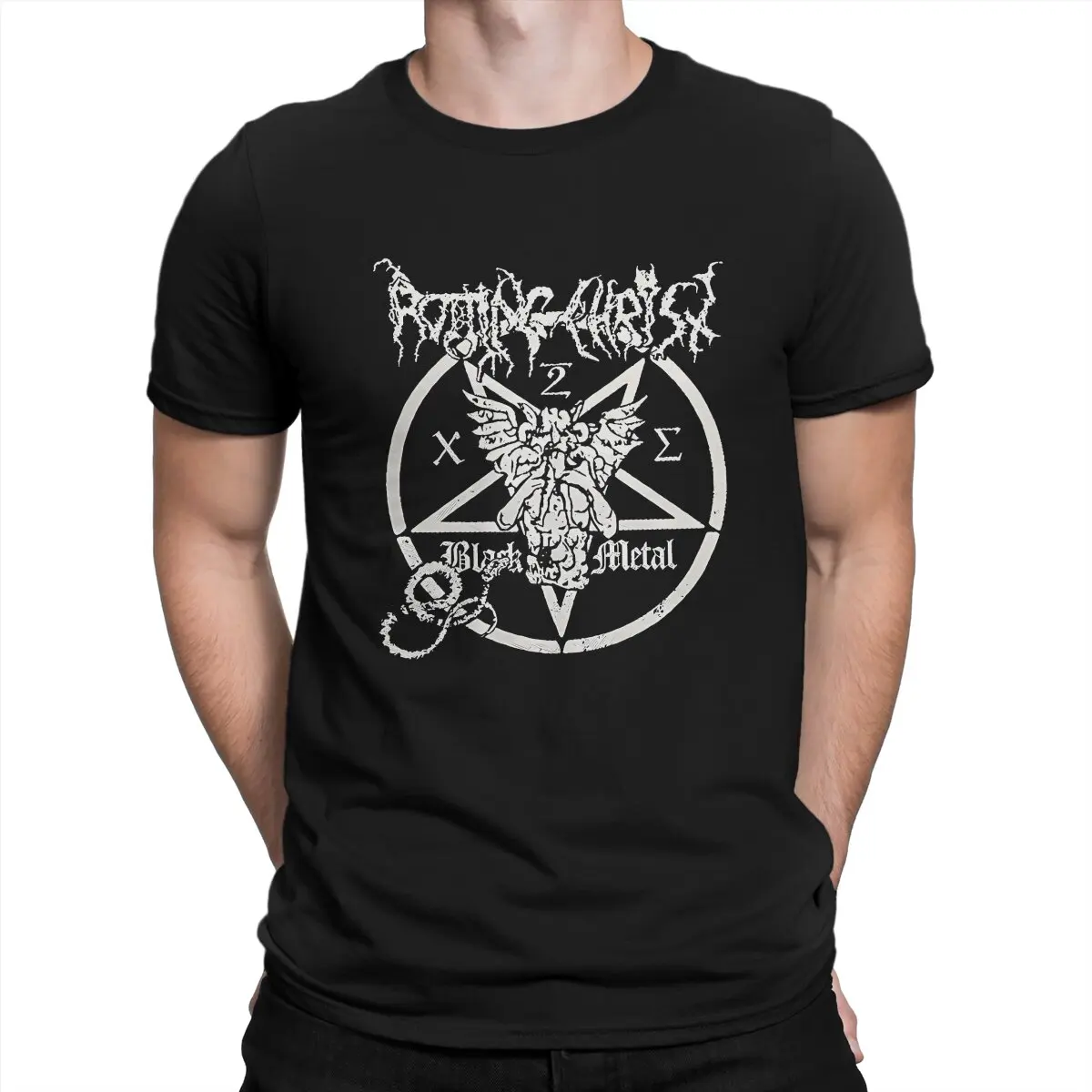 thumbnail image 1 of Camiseta con el logo de la banda, de algodón, vintage, para hombre, cuello redondo, de manga corta, para fiesta, 1 of 7