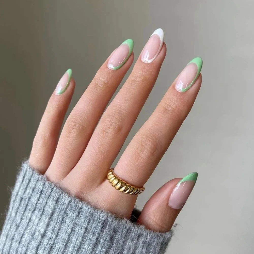 人工ネイルチップ 24個 フランスのネイルチップ 緑と白の素材 偽のネイル Aliexpress 人工ネイルチップ 24個 フランスのネイルチップ 緑と白の素材 偽のネイル Aliexpress