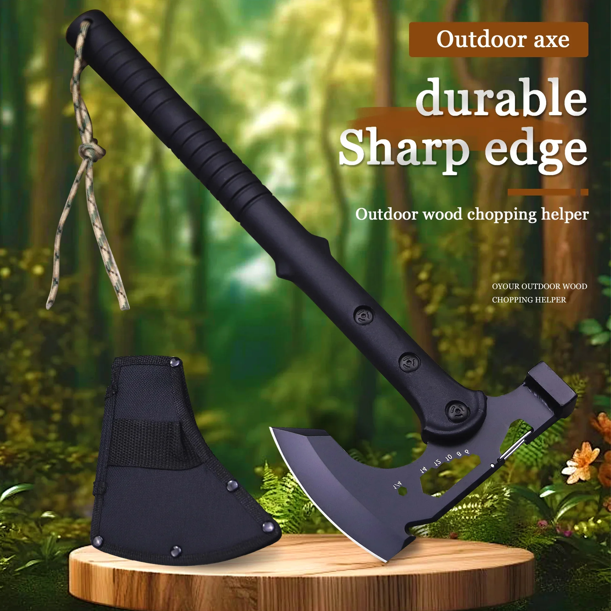 ABS handle Black 440 Outdoor tactical axe, jungle logging axe, outdoor camping self-defense rescue axe 2