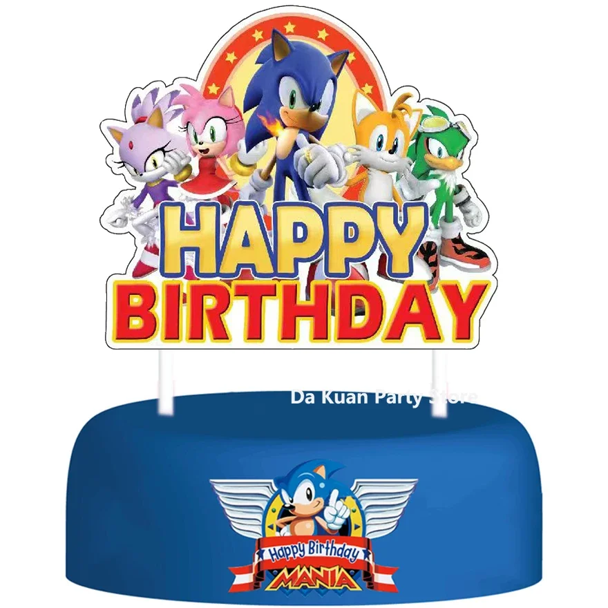 thumbnail image 1 of Decoración para fiesta de feliz cumpleaños, Sonic the Hedgehog, adorno para tarta, suministros para fiesta de baby shower, vajilla de papel de Sonic, decoración para tartas, regalo, 1 of 5