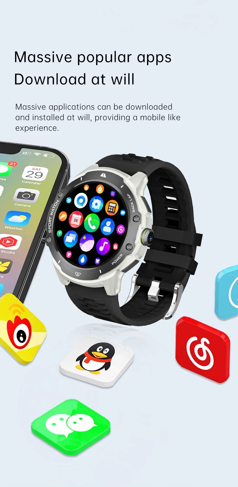 4G LTE Ʈ ġ, 1.43 ġ GPS  ī޶,  SIM NFC, ߰ 32G ROM,  ÷  ٿε, IP67, , ȵ̵ Ʈ ġ