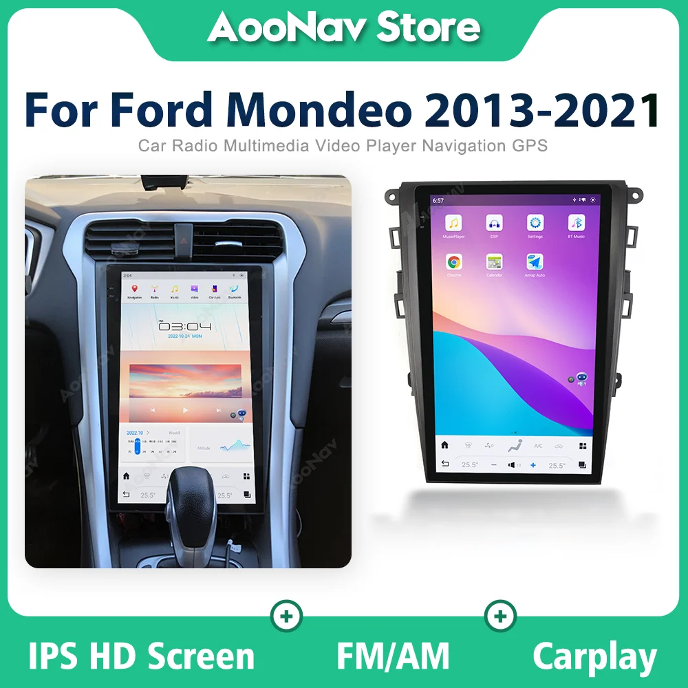

128G Multimedia Radio For Ford Mondeo 2013-2021 Android 11 GPS Navigation Wireless CarPlay Tesla Screen Stereo Player Head Unit