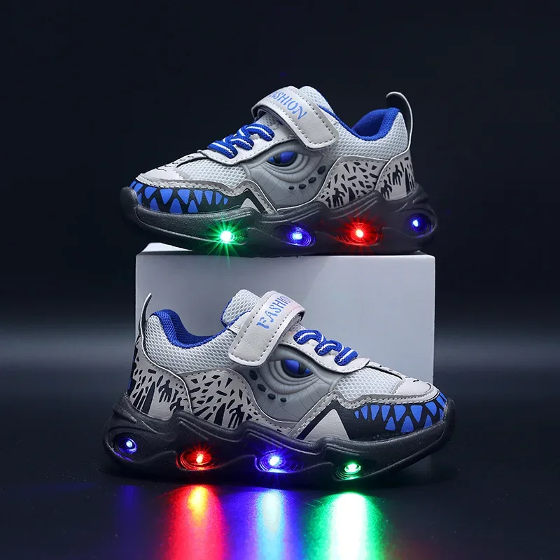 Spring New Children's Sports Shoes Fashion Cartoon Boy's LED Light Shoes Soft Sole Kid's Running For Ages 1-6T