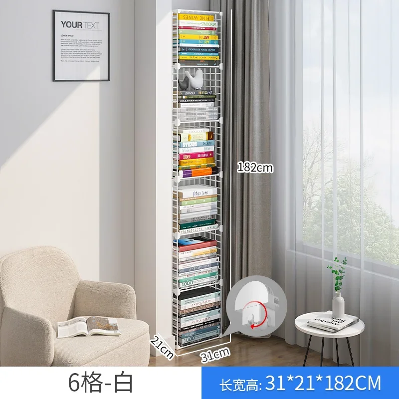 Corner Simple Narrow Bookshelf Floor To Floor Shelf Desktop Reading and Storage Corner Crevice Wall Small Bookshelf