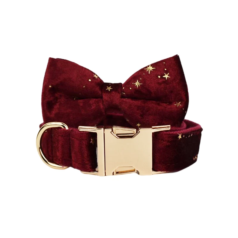 Luxury Custom Design Flower Sublimation Pet Accessory Set: Black Collar, Leash, Harness & Bow