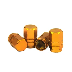 Aluminum Alloy Tire Valve Stem Caps - Decorative Dustproof Wheel Accessories (4 - Pack) (Gold)