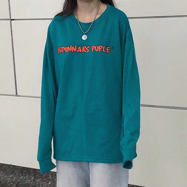autumn black Top letter Print T Shirt Women Patchwork T-shirts Femme Funny long Sleeve Harajuku Tee shirt Camisetas Mujer