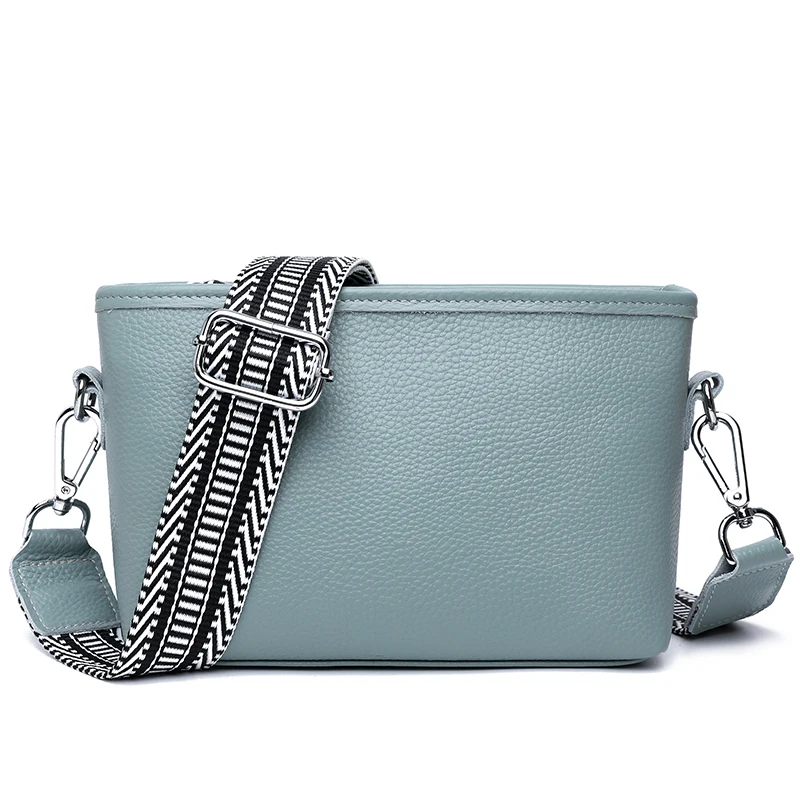 Bolsos de mano de lujo con correa ancha para el hombro, bolsos de diseñador para mujer, elegantes bolsos de hombro tipo bandolera de piel de vaca 100 % auténtica