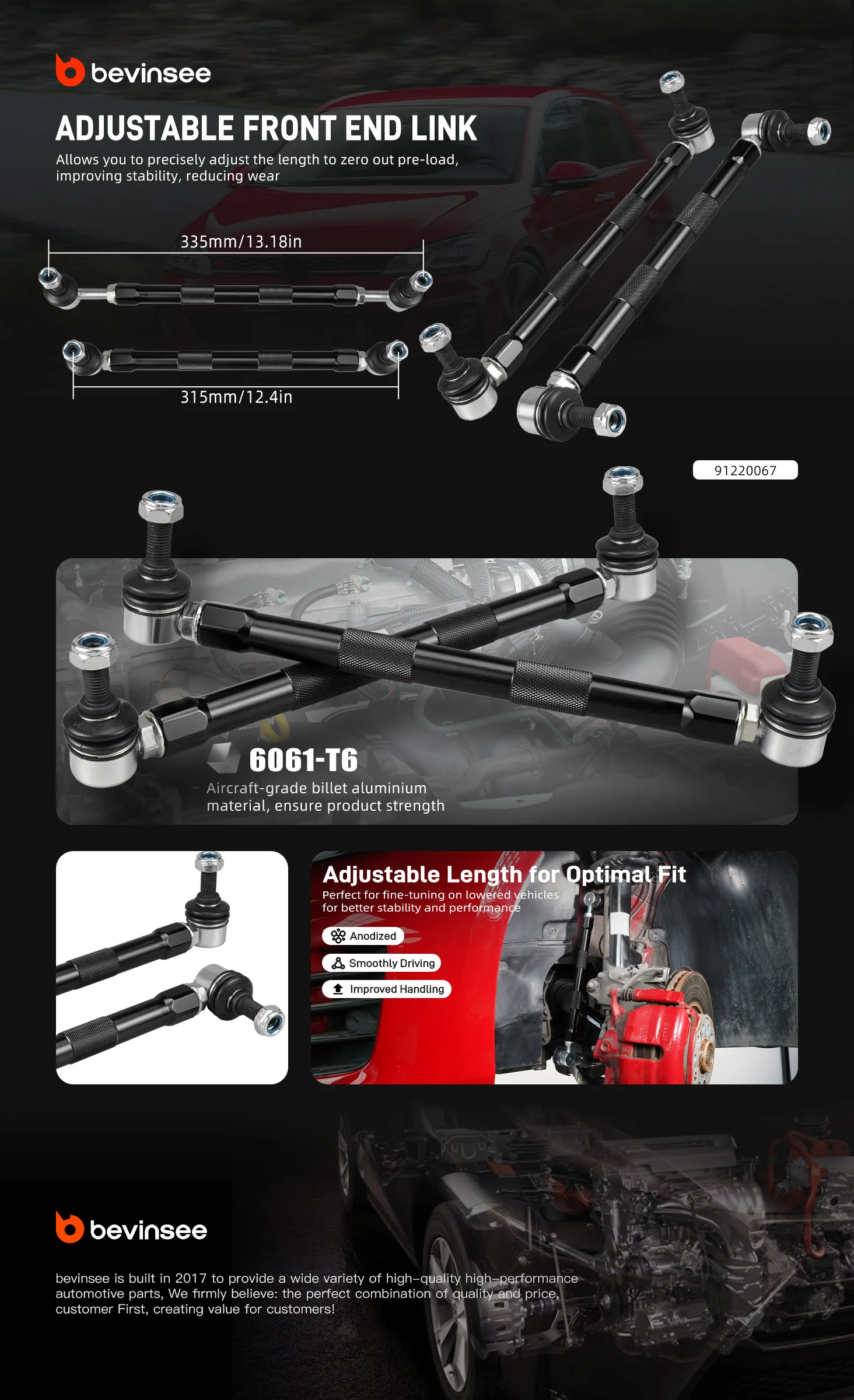 BEVINSEE Einstellbarer Vorderachslenker für VW Golf 7/7.5/6/5, für VW Jetta/GLI 7/6/5, für Audi A3 S3 8V TT 8J, ersetzt 5Q0411315A – Detail 4