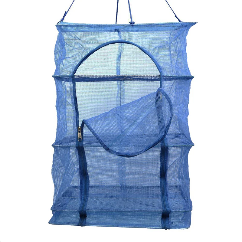 Drying Fishing Net Foldable Hanging Vegetable Fish Dishes Dryer Bag Hanger Fish Fishing Flowers Buds Plants Organizer 3 Layers 4