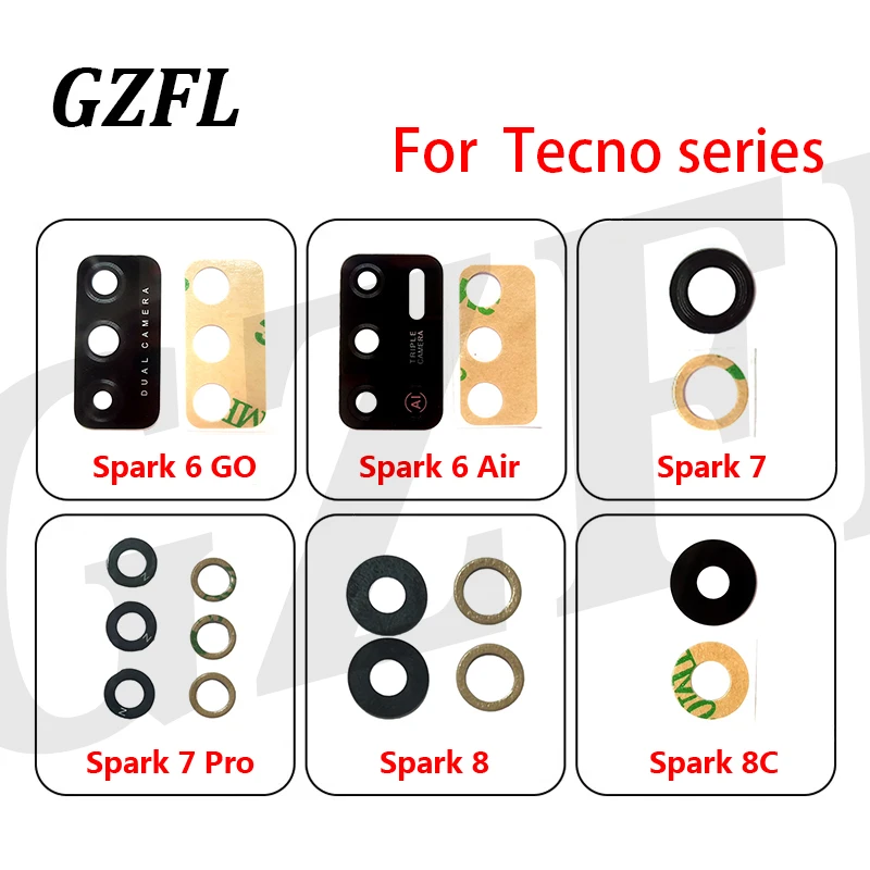 

1Set For Tecno Spark 6 GO 6Air Spark7 7Pro Spark 8 8C Spark 8P KG7 10C Rear Back Camera Glass Lens Cover With Ahesive Sticker