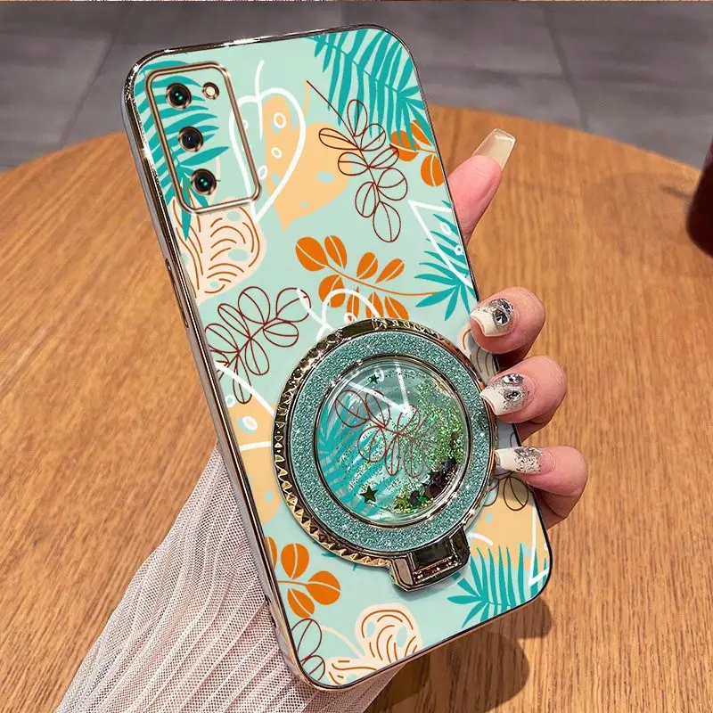 Elegant Line Leaf Plating Phone Case Cover
