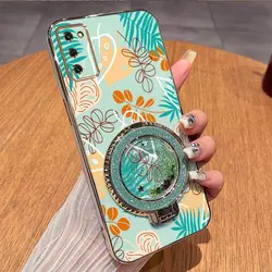 Elegant Line Leaf Plating Phone Case Cover - Galaxy S8 (Green)